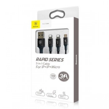 Kabel USB Rapid Series 3w1 Lightning i micro USB (1,2m) - Baseus