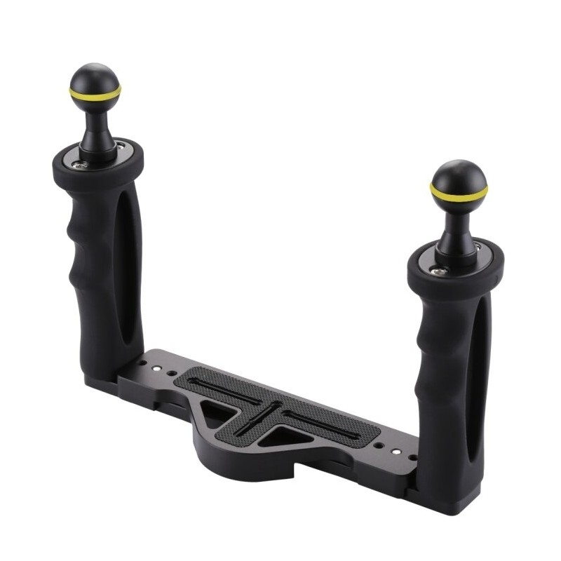 PULUZ Dual Handles Aluminium Alloy Tray Stabilizer for Underwater Camera Housings