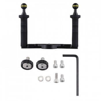 PULUZ Dual Handles Aluminium Alloy Tray Stabilizer for Underwater Camera Housings