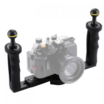 PULUZ Dual Handles Aluminium Alloy Tray Stabilizer for Underwater Camera Housings