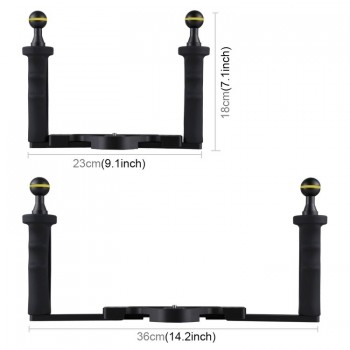 PULUZ Dual Handles Aluminium Alloy Tray Stabilizer for Underwater Camera Housings