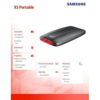 Samsung Dysk Portable SSD X5 2TB Thunderbolt 3 - 4