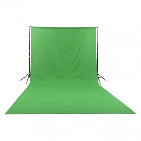 Zestaw mocowania teł + tło materiałowe 3x6 m (zielone)