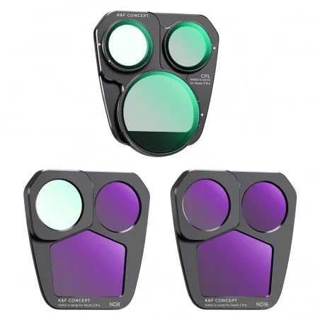 Drone Filter DJI Mavic 3 Pro Filter Kit 3pcs (CPL+ND8+ND16) Multi Coated HD Optical Glass with Anti-reflective Green Coating