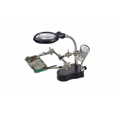 Circuit board holder magnifying lens with Clamps & LED Lights