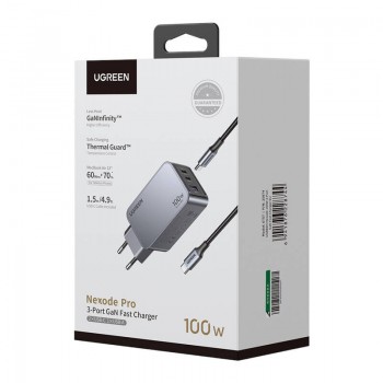 Ugreen Nexode Pro Charger 100W, GaN, USB + 2x USB-C