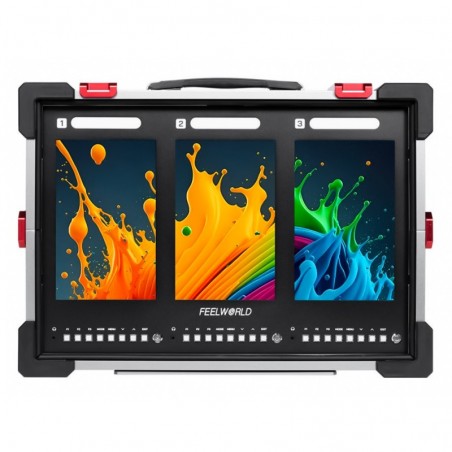 FEELWORLD PS101 Triple 10.1-inch Vertical Dispaly Carry-on Monitor High Brightness 1000nit Portable Protective Case