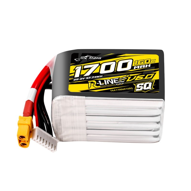 Tattu R-Line Version 6.0 1700mAh 22.2V 160C 6S1P SQ Battery
