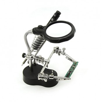 Sequre soldering aid PCB holder with magnifying glass (third hand)