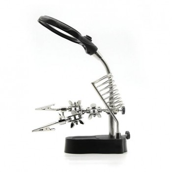Sequre soldering aid PCB holder with magnifying glass (third hand)