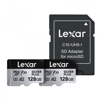 Zestaw 2 kart pamięci Lexar High-Performance Silver Plus microSDXC 2x128GB + adapter