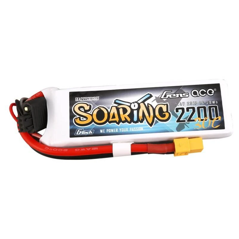 GENS ACE G-Tech Soaring 2200mAh 7.4V 30C 2S1P XT60 Battery