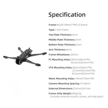 Rama HGLRC Rekon7 PRO V2 Frame Kit